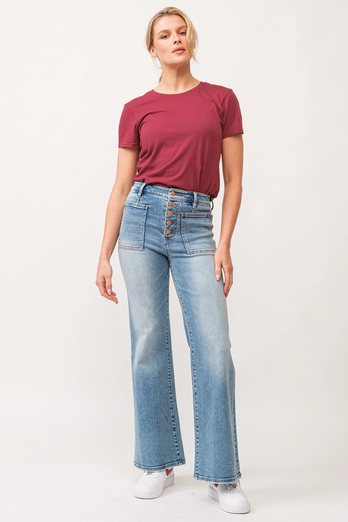 Slim Family Style Daily Wear Dear John Fiona High Rise Clean Hem Wide Leg Jeans Ardmore