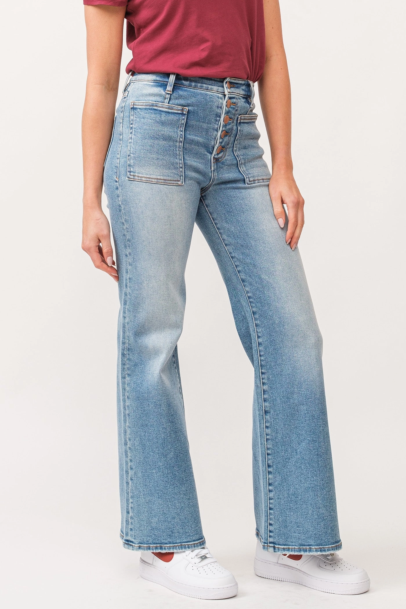 Cool Essential Dear John Fiona High Rise Clean Hem Wide Leg Jeans Ardmore