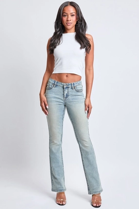 Women??s Premium Heavy Stitch Mid-Rise Bootcut Jeans Adaptive Look