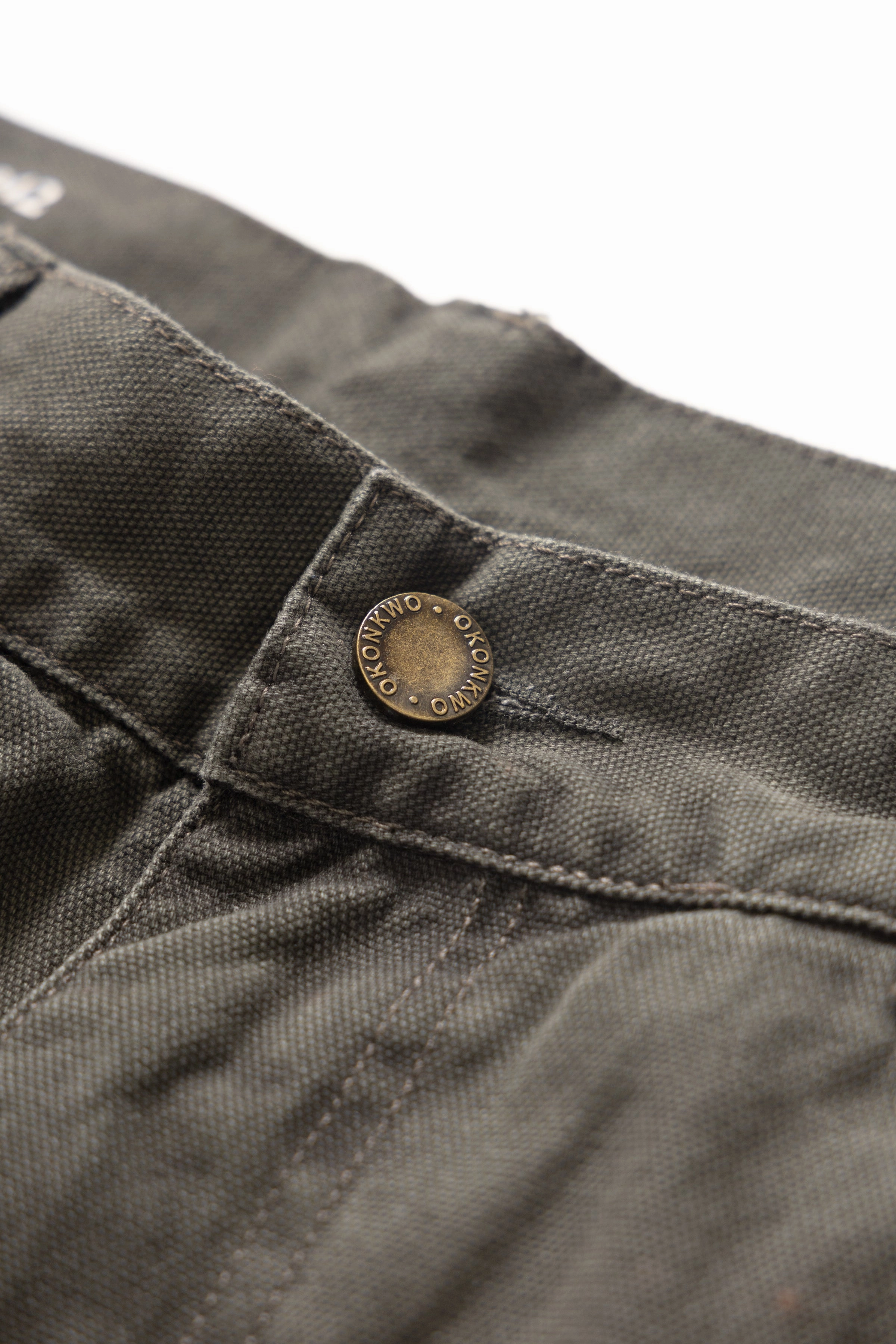 Festival wear stretchy design Okonkwo MFG - Aged Canvas Carpenter Shorts - Moss Green