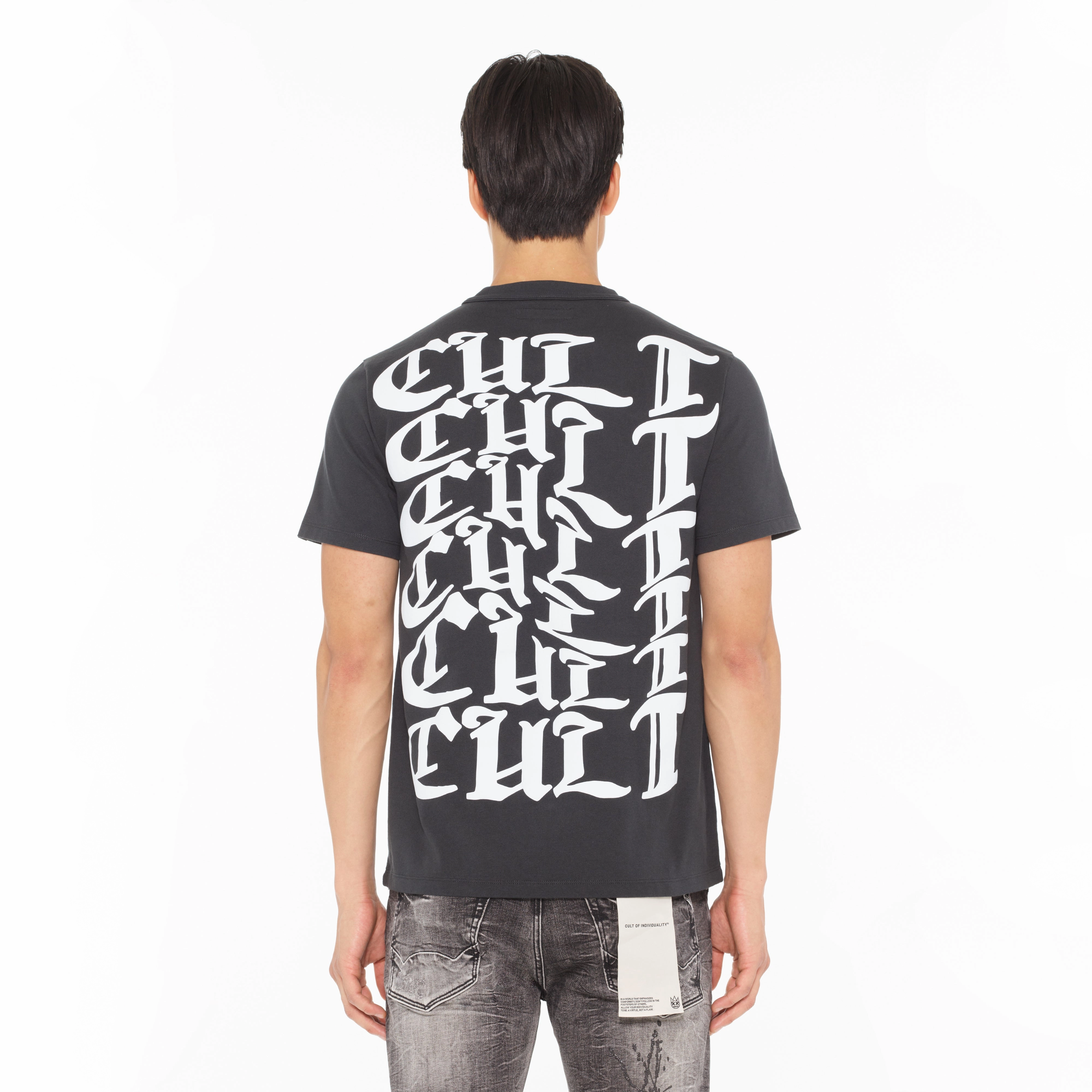 Soft Comfort Wear Cult's Heavyweight Short Sleeve Crew Neck Tee "Old English Logo" in Steel