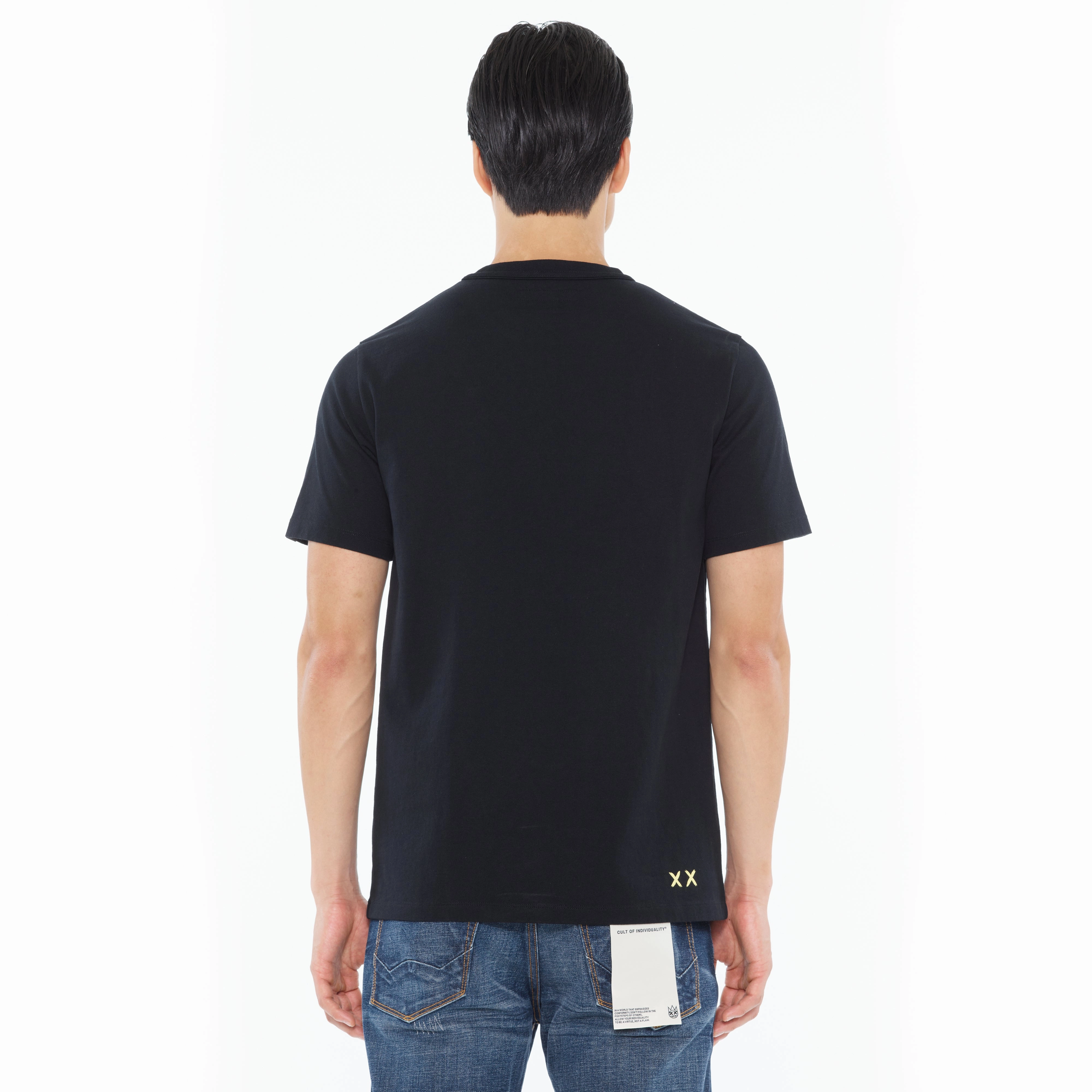 Easy Wear Option Cult's Heavyweight Short Sleeve Crew Neck Tee "Cash" in Black