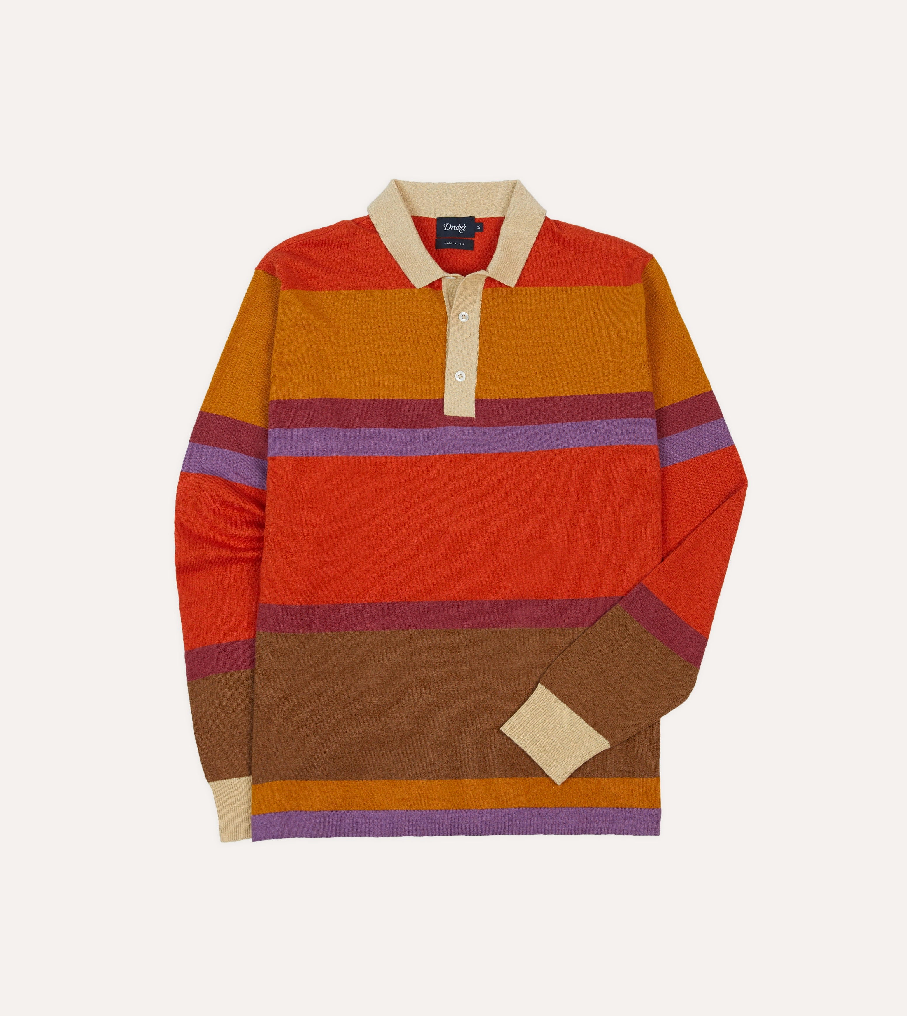 Orange, Brown and Purple Linen Cotton Knitted Rugby Shirt All-Season Wear