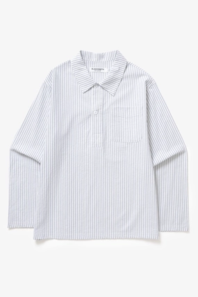 Holiday essential Blacksmith - Striped Two Button Popover - White Seamless Shoulder Construction