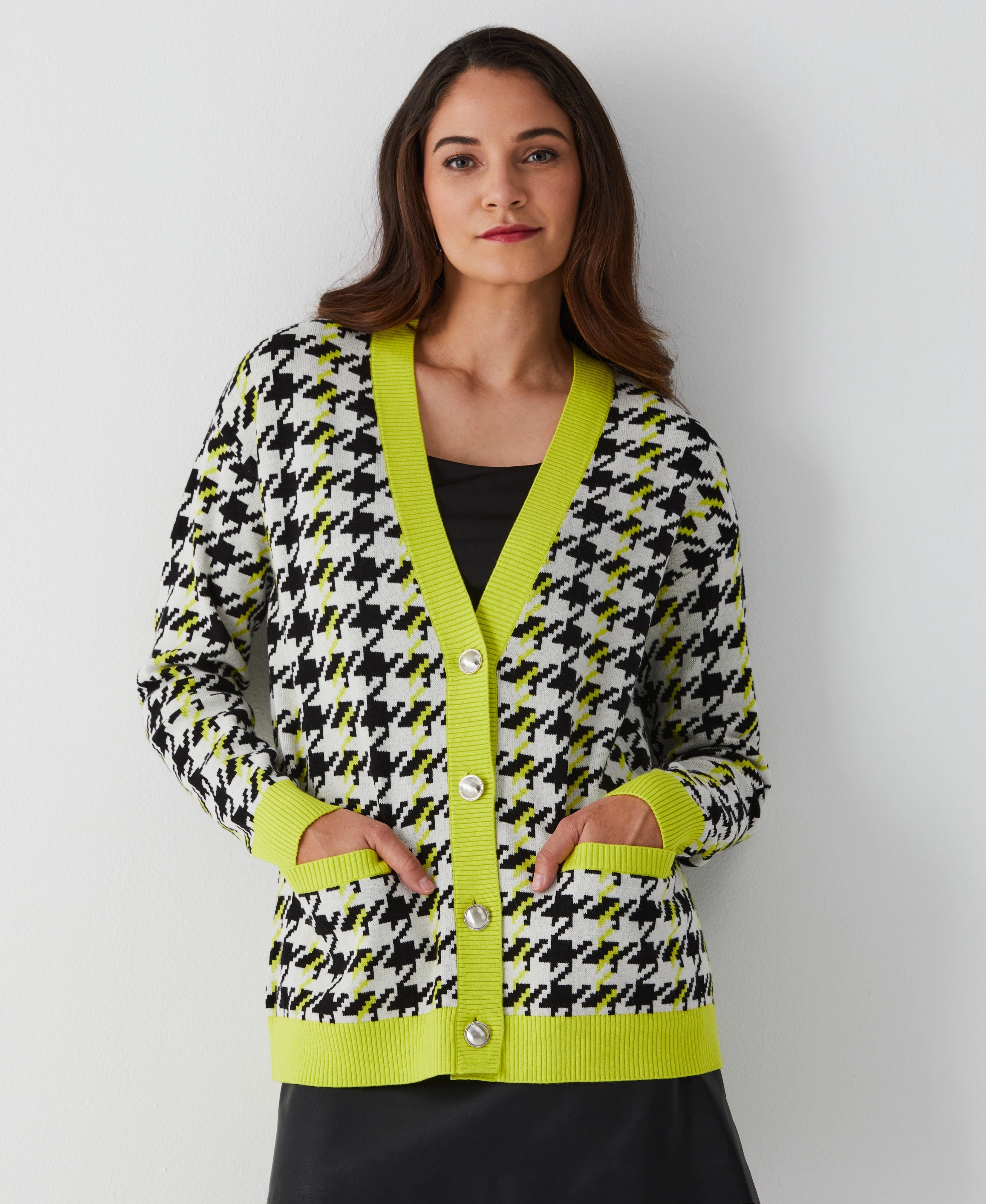 Houndstooth Relaxed Cardigan Seasonal piece