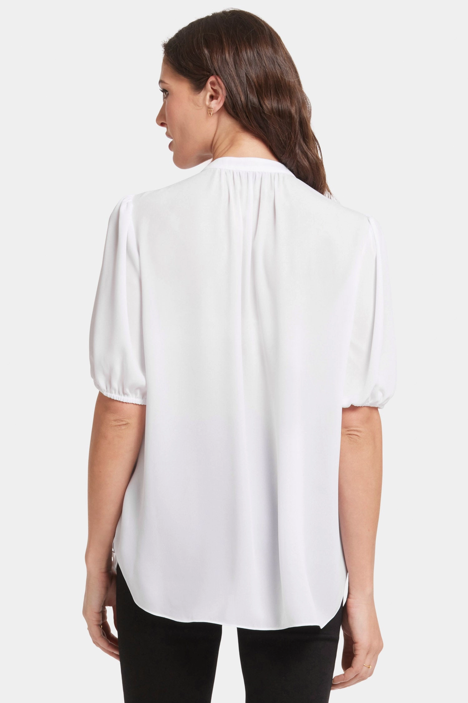 Short Puff Sleeve Popover Top - Optic White Beach Wear