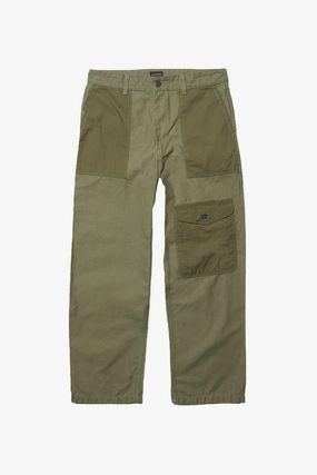 Outstanding & Co. - Fatigue Pocket Pants - Olive smooth zipper Plaid detail