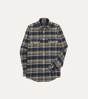 Indigo Check Cotton Two-Pocket Work Shirt Inner Layer