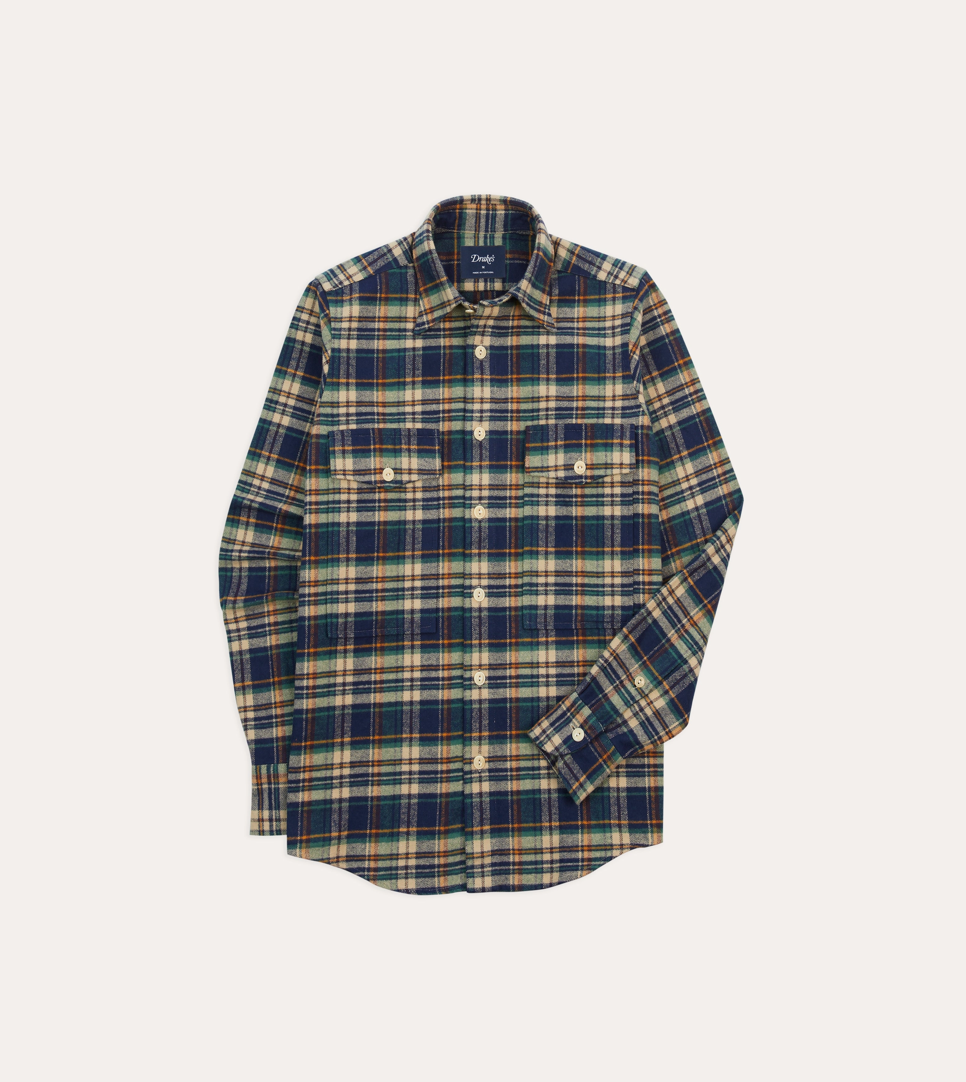 Indigo Check Cotton Two-Pocket Work Shirt Inner Layer