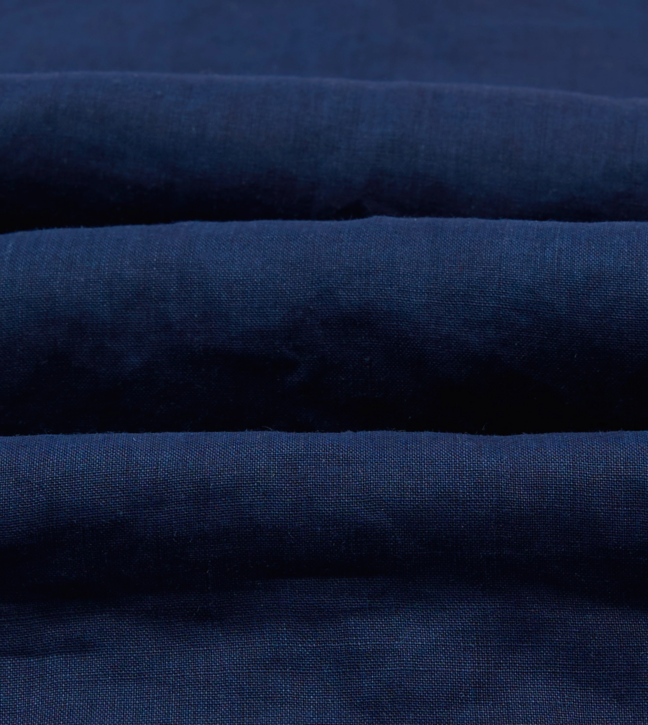 Active Fit High-Quality Material Indigo Ramie Camp Collar Short Sleeve Shirt