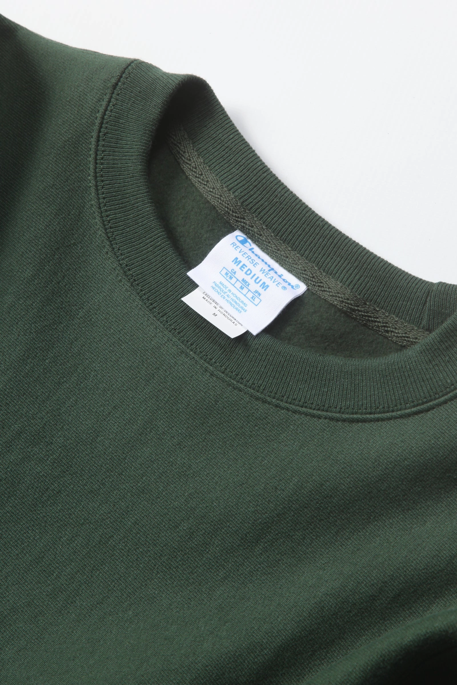 Snug Fit Knit Hygroscopic Fiber Blend Champion - 12oz USA Reverse Weave Crewneck - Forest Green