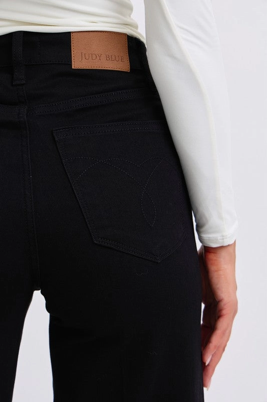 Distressed Detailing Non Fade Fabric Judy Blue HW Reto Wide Leg w/ Cuff