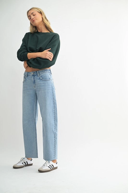 Neutral Tones Spring Mood Affordable Just USA Mid Rise Barrel Jean