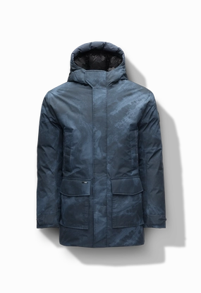 Kason Men's Light Down Parka Recycled Polyester Noise Reduced Fasteners