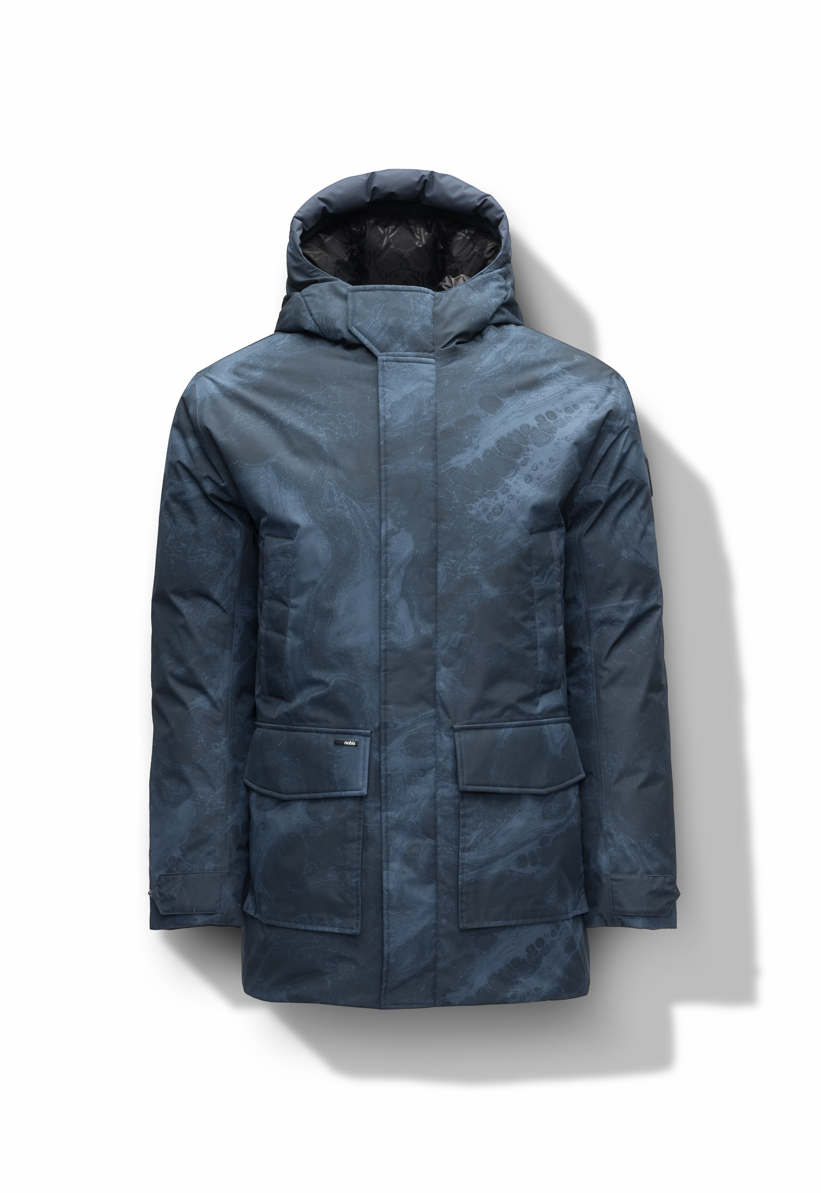 Kason Men's Light Down Parka Recycled Polyester Noise Reduced Fasteners