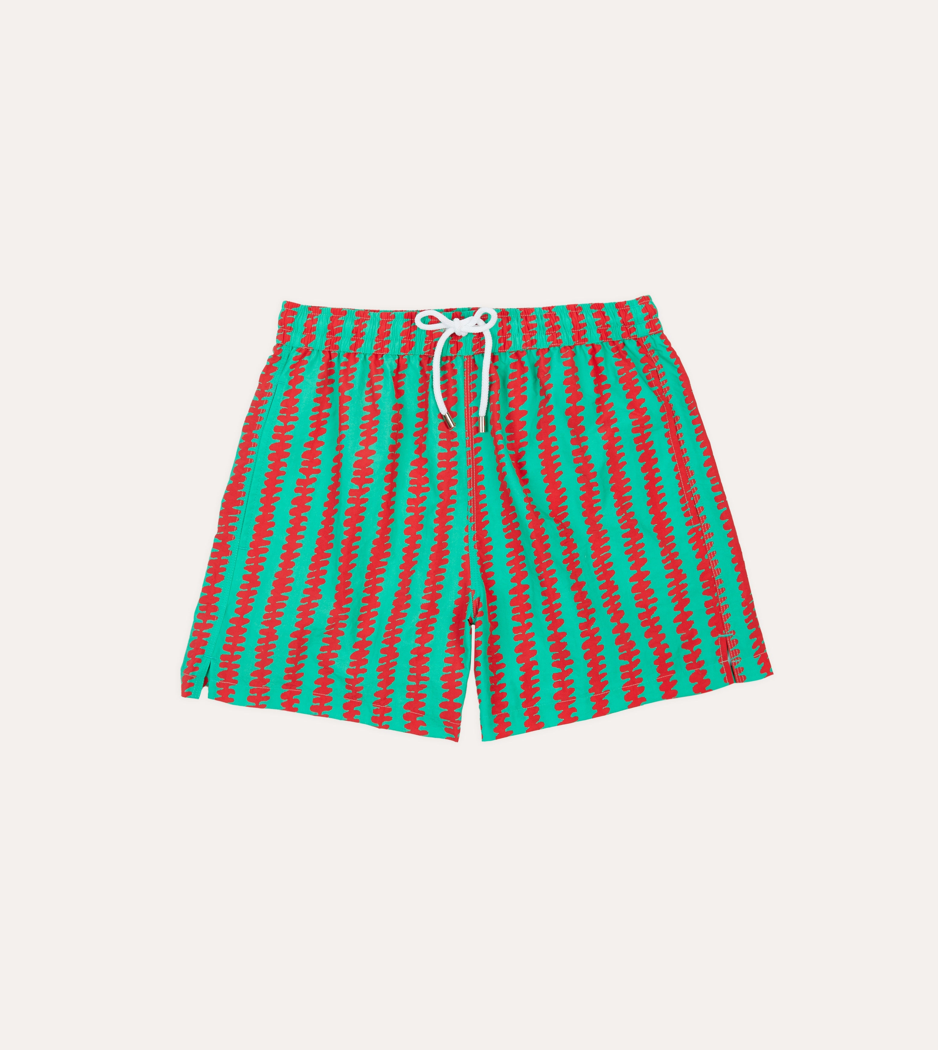 Kelim Stripe Print Nylon Drawstring Swim Shorts plus-size choice Relaxed Waist