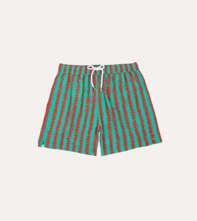 Kelim Stripe Print Nylon Drawstring Swim Shorts plus-size choice Relaxed Waist