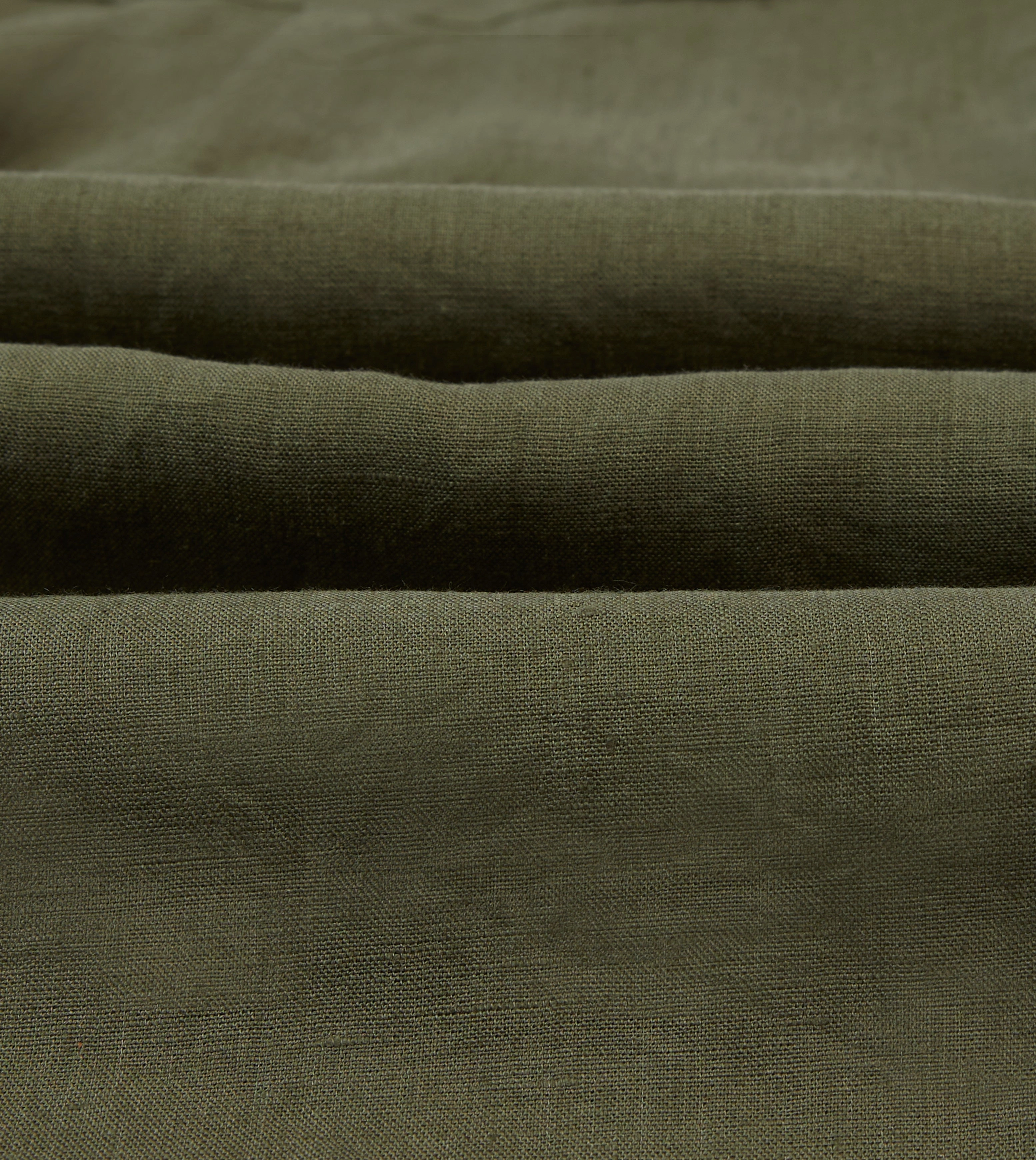 No Bulk Layering System Khaki Linen Camp Collar Long Sleeve Shirt