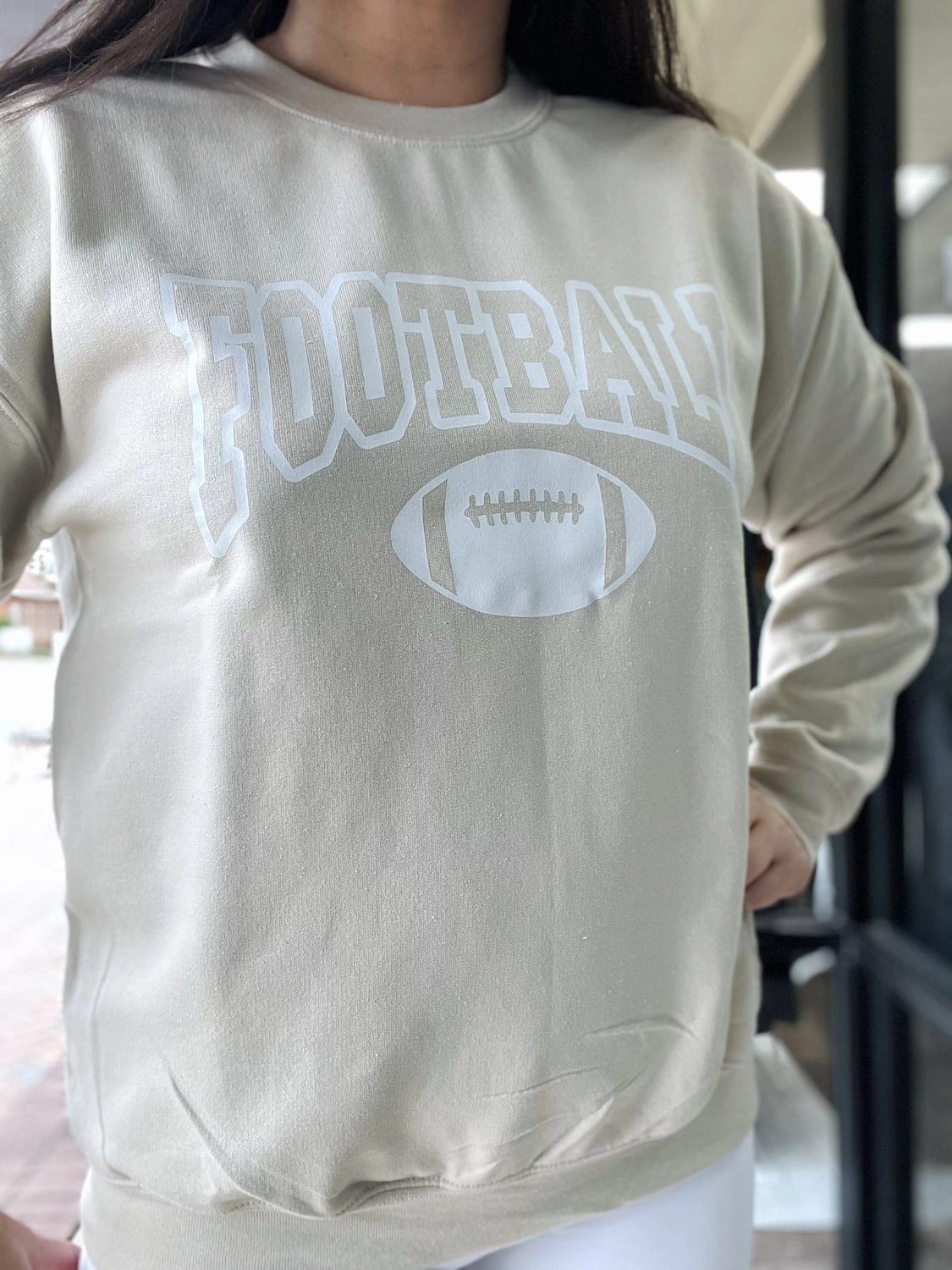 Cozy And Warm Fashionable Look Football Crew Sweatshirt