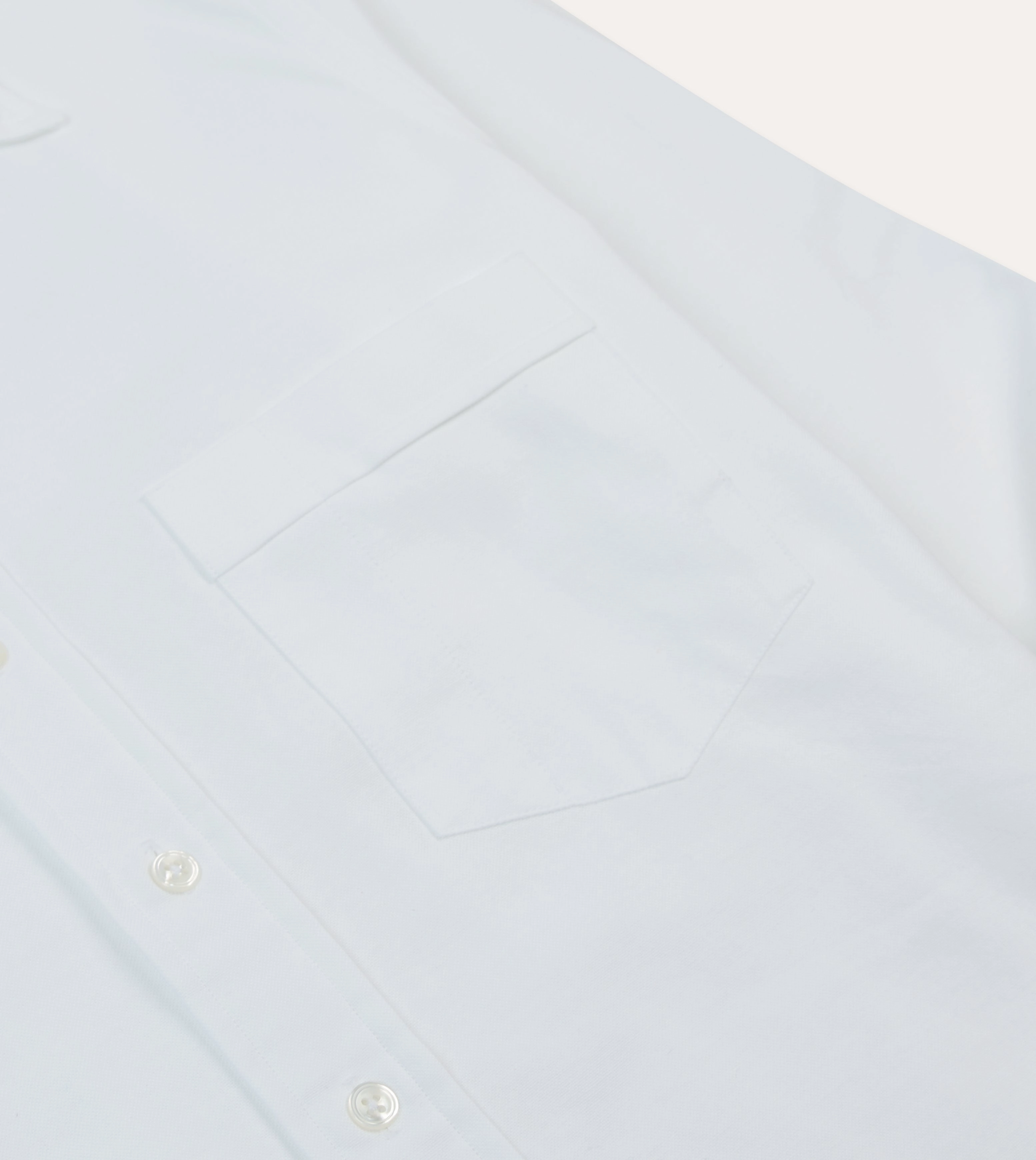 White Cotton Oxford Cloth Long Point Collar Shirt Quick Dry Construction Tagless label