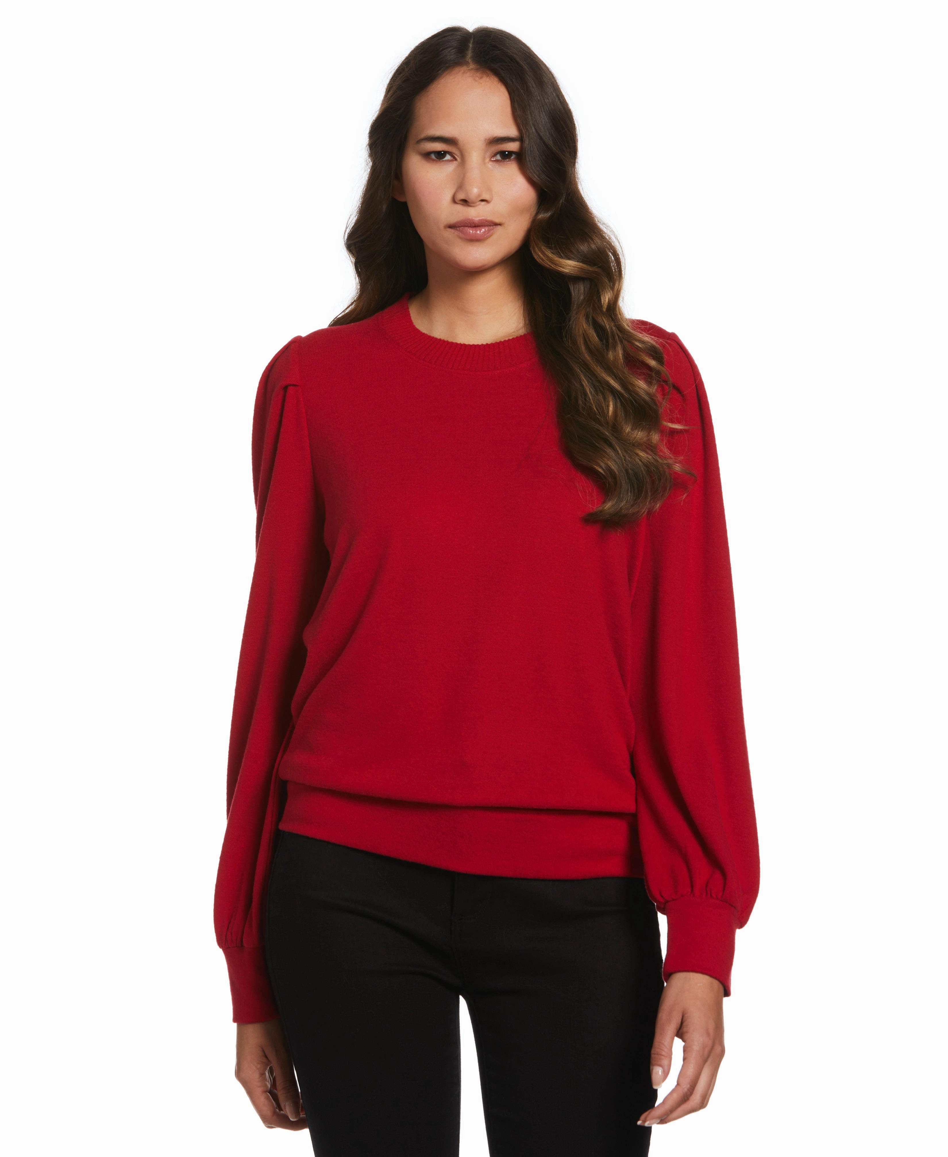 Comfortable apparel Layered Fashion Pleat Sleeve Knit Shirt