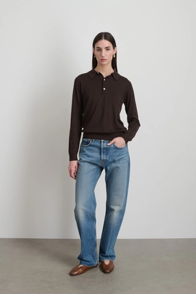 Knit Polo Brown Merino Wool Seamless construction Functional Design