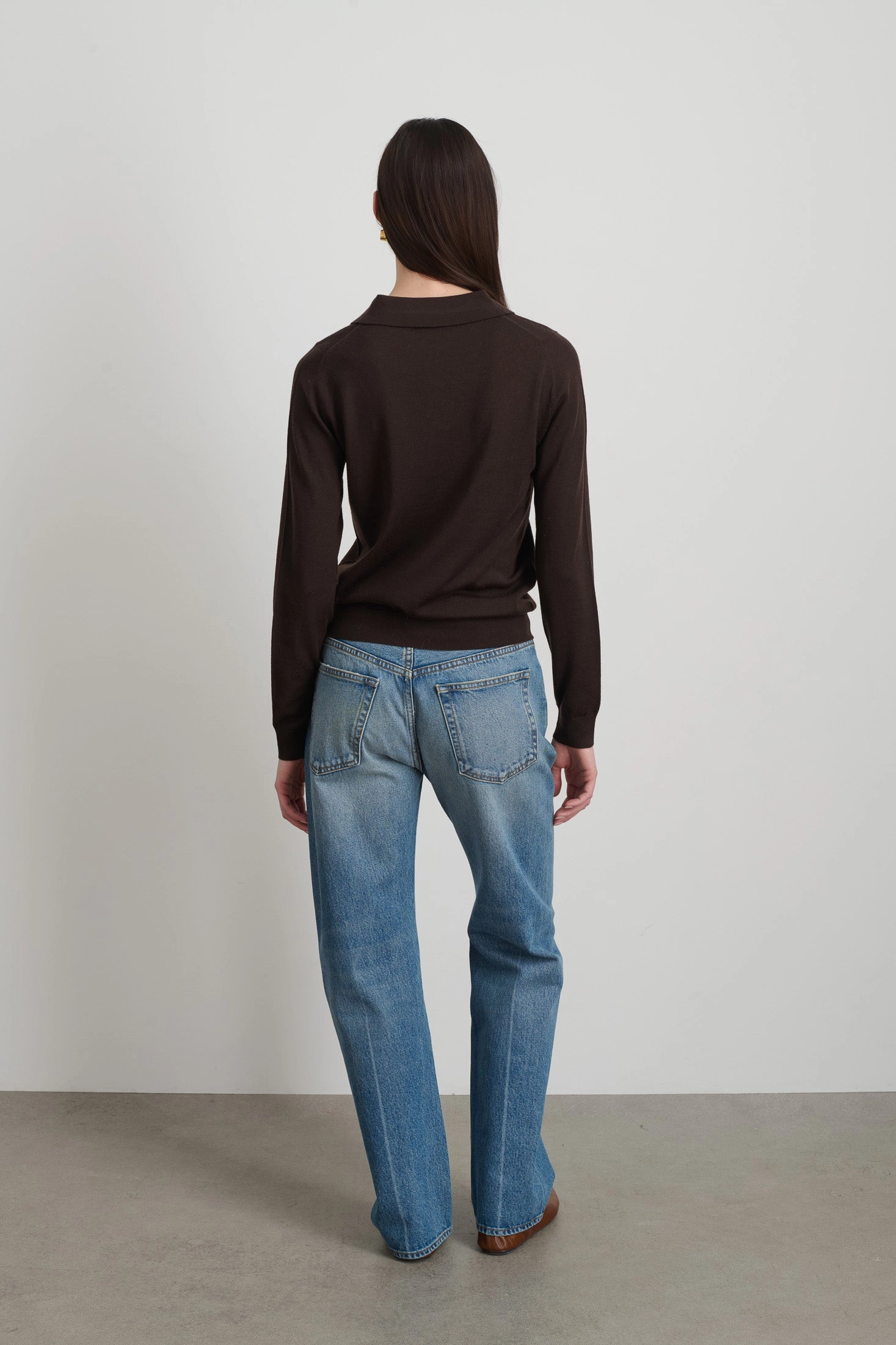 Effortless Warmth Knit Polo Brown Merino Wool