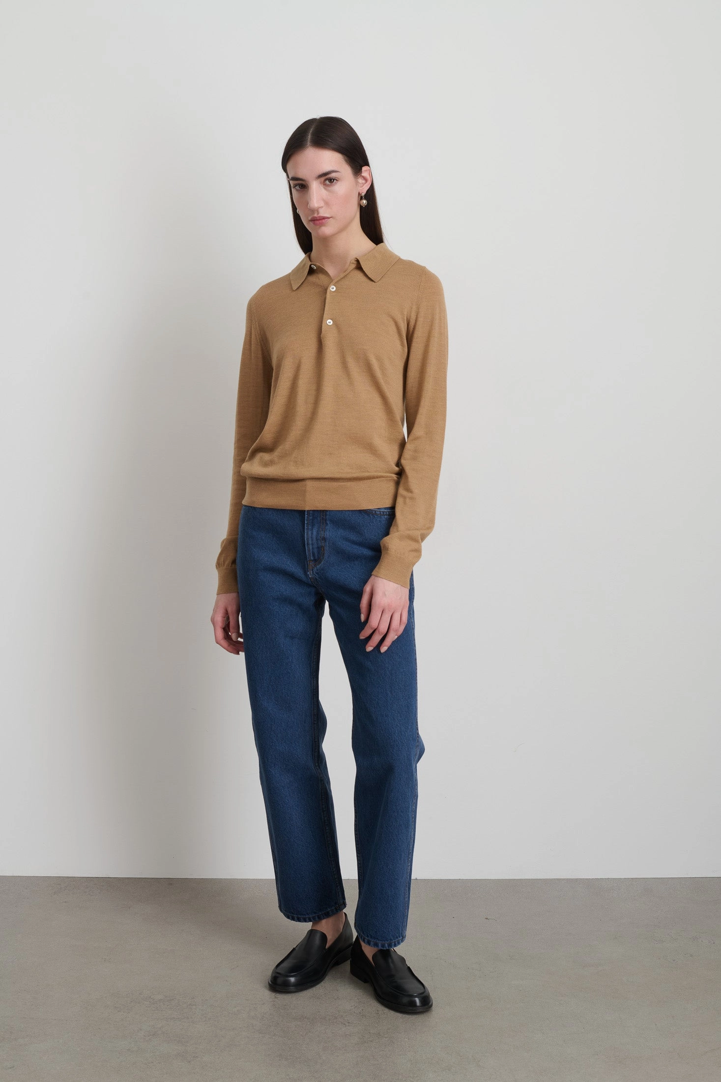 Odor Resistant Knit Polo Camel Merino Wool