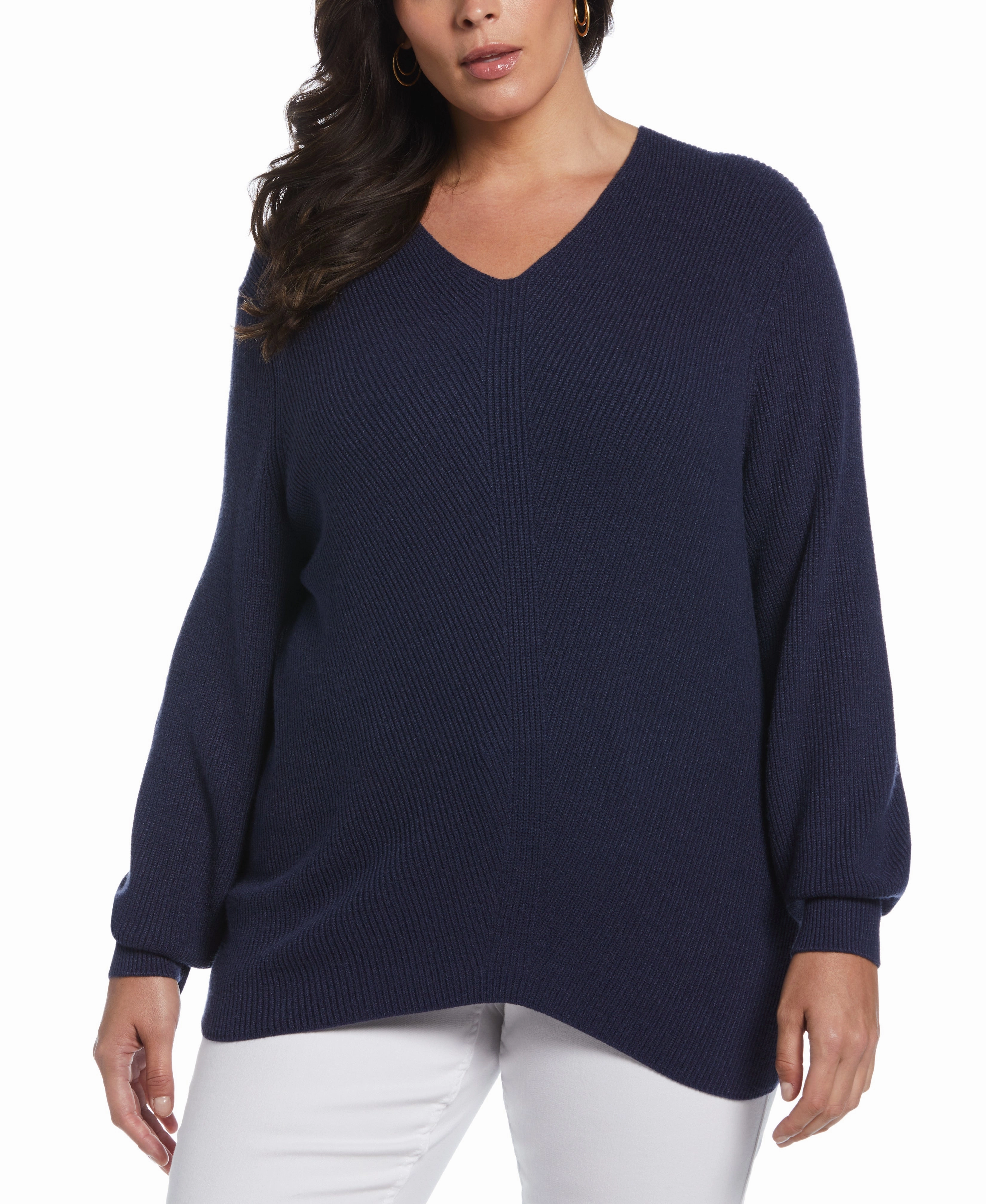 Versatile Layers Plus Size Essential Ribbed V-Neck Sweater