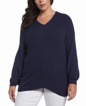 Versatile Layers Plus Size Essential Ribbed V-Neck Sweater