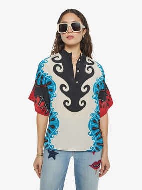 La DoubleJ x MOTHER Estelle Blouse - Pacific Placee No Bulk Layering System