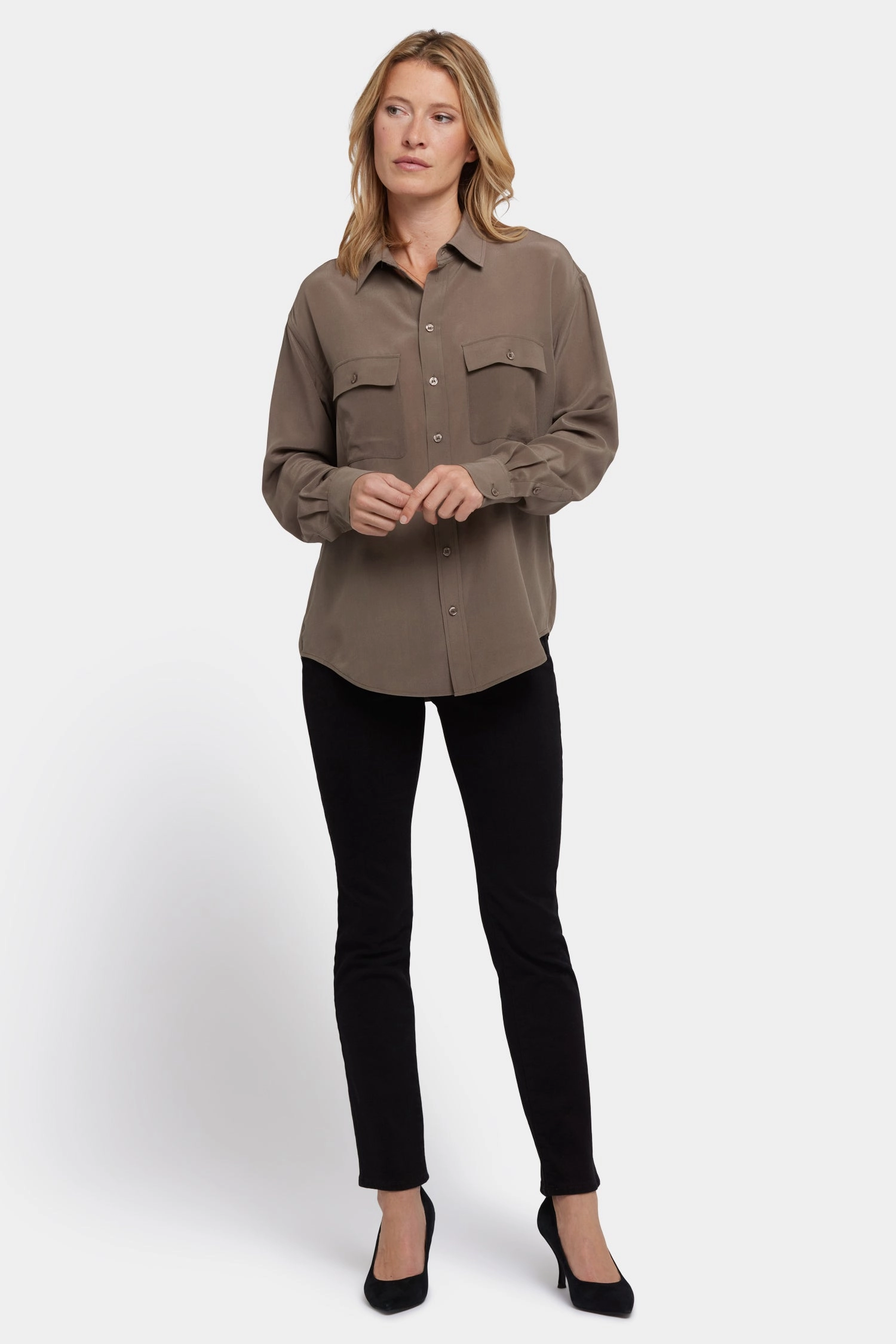 Lauren Silk Blouse - Dark Wood Cool Comfort