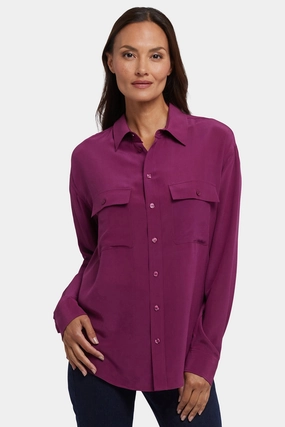 Lauren Silk Blouse - Plum Fashion Forward Trendy Fit