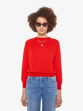 Classic Comfort Non Restrictive Cut SPRWMN L/S Raglan Sweater - Red