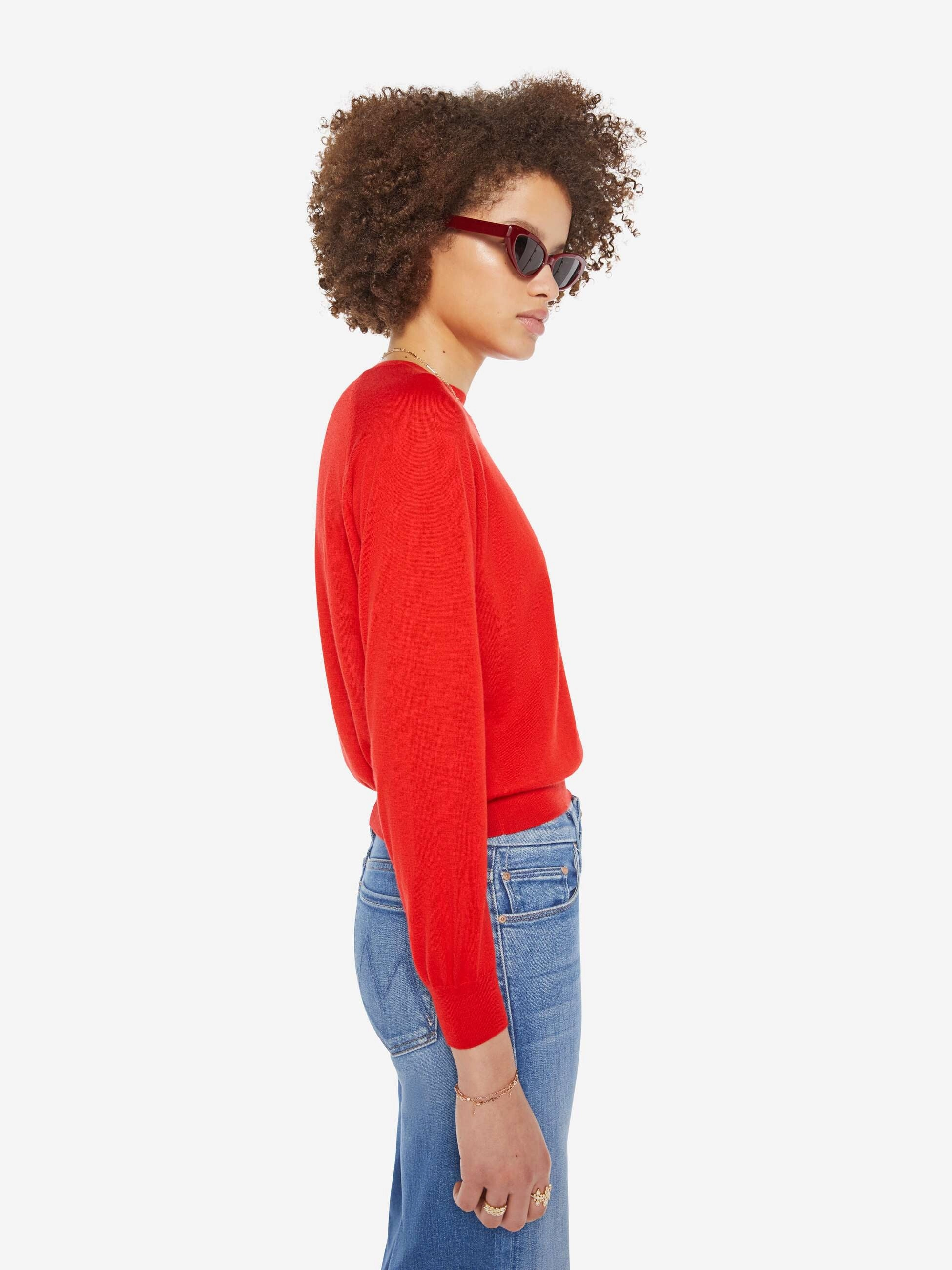 Cozy Knit Fit SPRWMN L/S Raglan Sweater - Red
