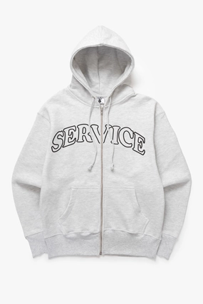Fashion Essential Service Works - Arch Logo Zip Hoodie - Ash