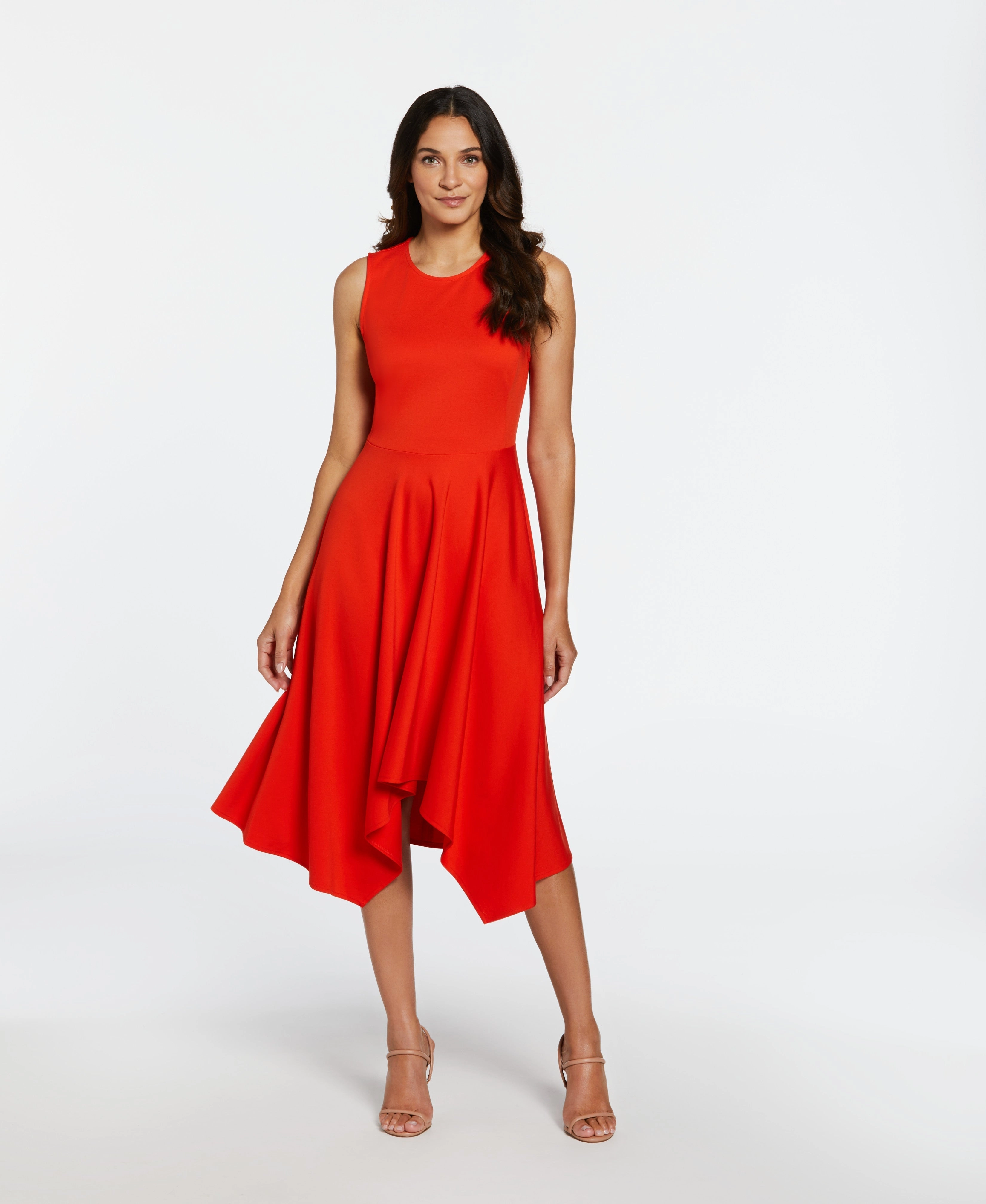 Timeless Layering Knitted Comfort Draped Skirt Sleeveless Ponte Dress