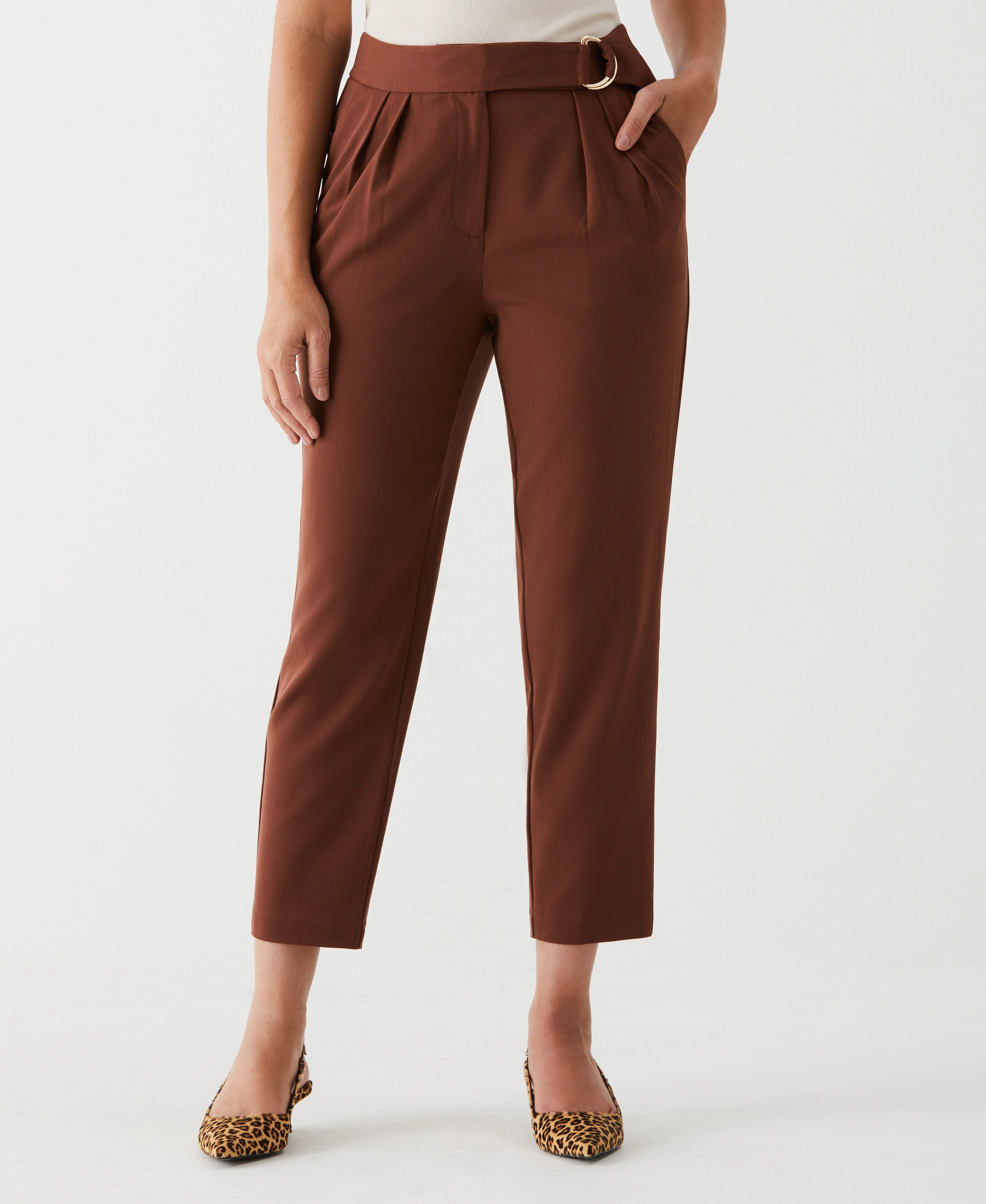 Pleated Pant with Self Fabric Belt Winter Ready Outfit Effortless Knit