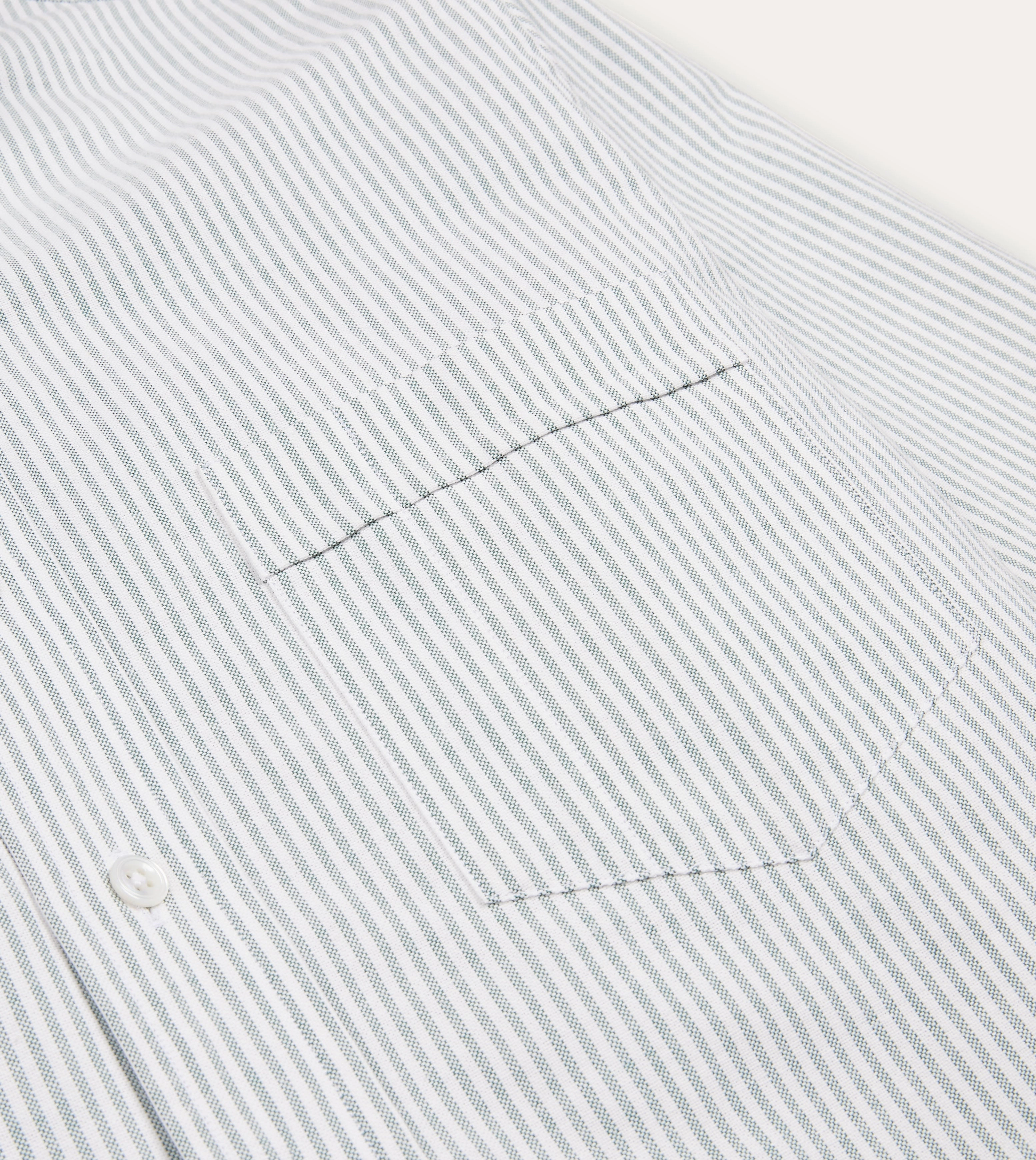 Everyday Look Eco Dye Technique Light Green Ticking Stripe Cotton Oxford Cloth Button-Down Shirt