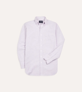 All-Day Wear Lilac Ticking Stripe Cotton Oxford Cloth Button-Down Shirt
