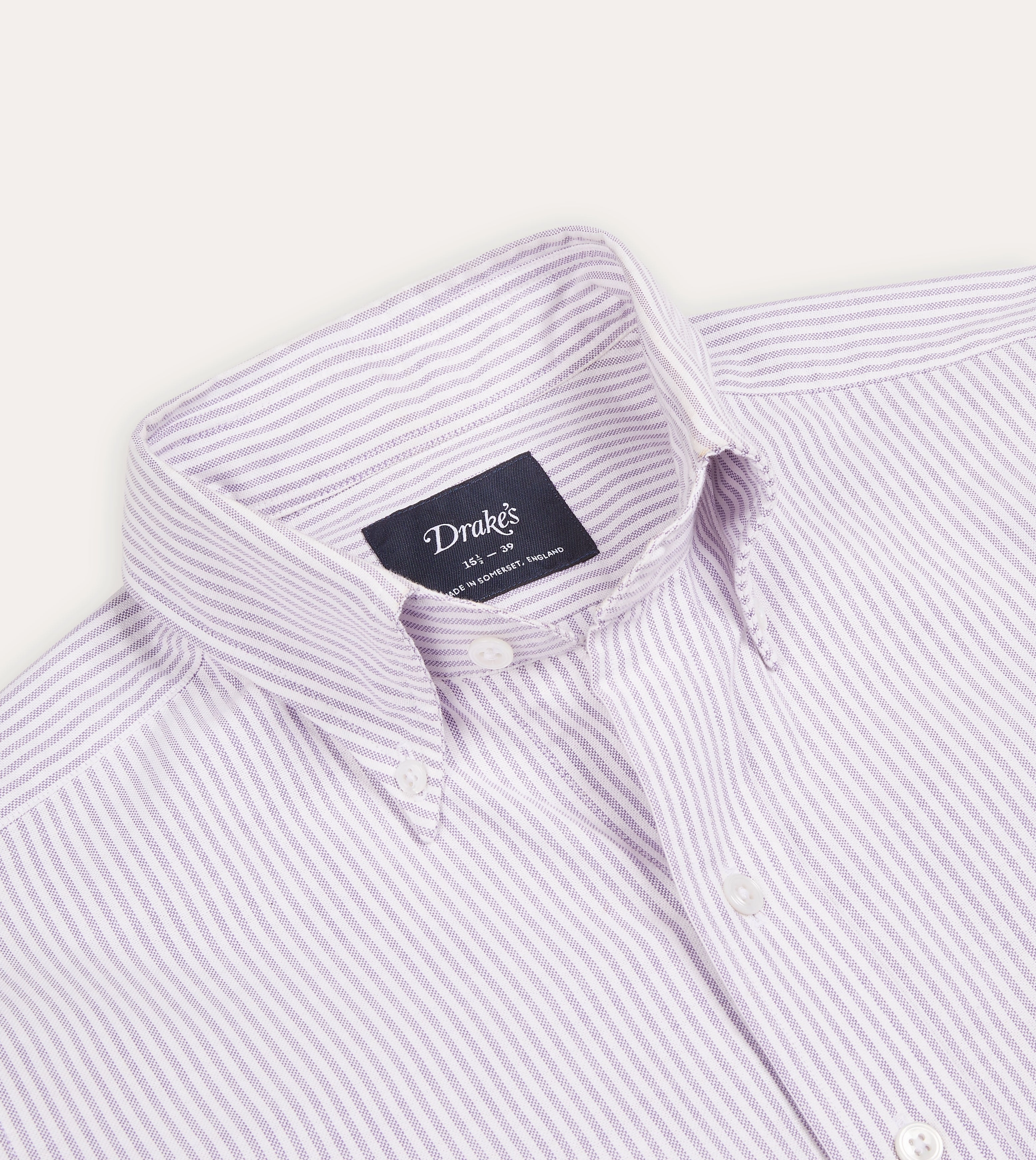 Lilac Ticking Stripe Cotton Oxford Cloth Button-Down Shirt Layered Sleeve Cuffs