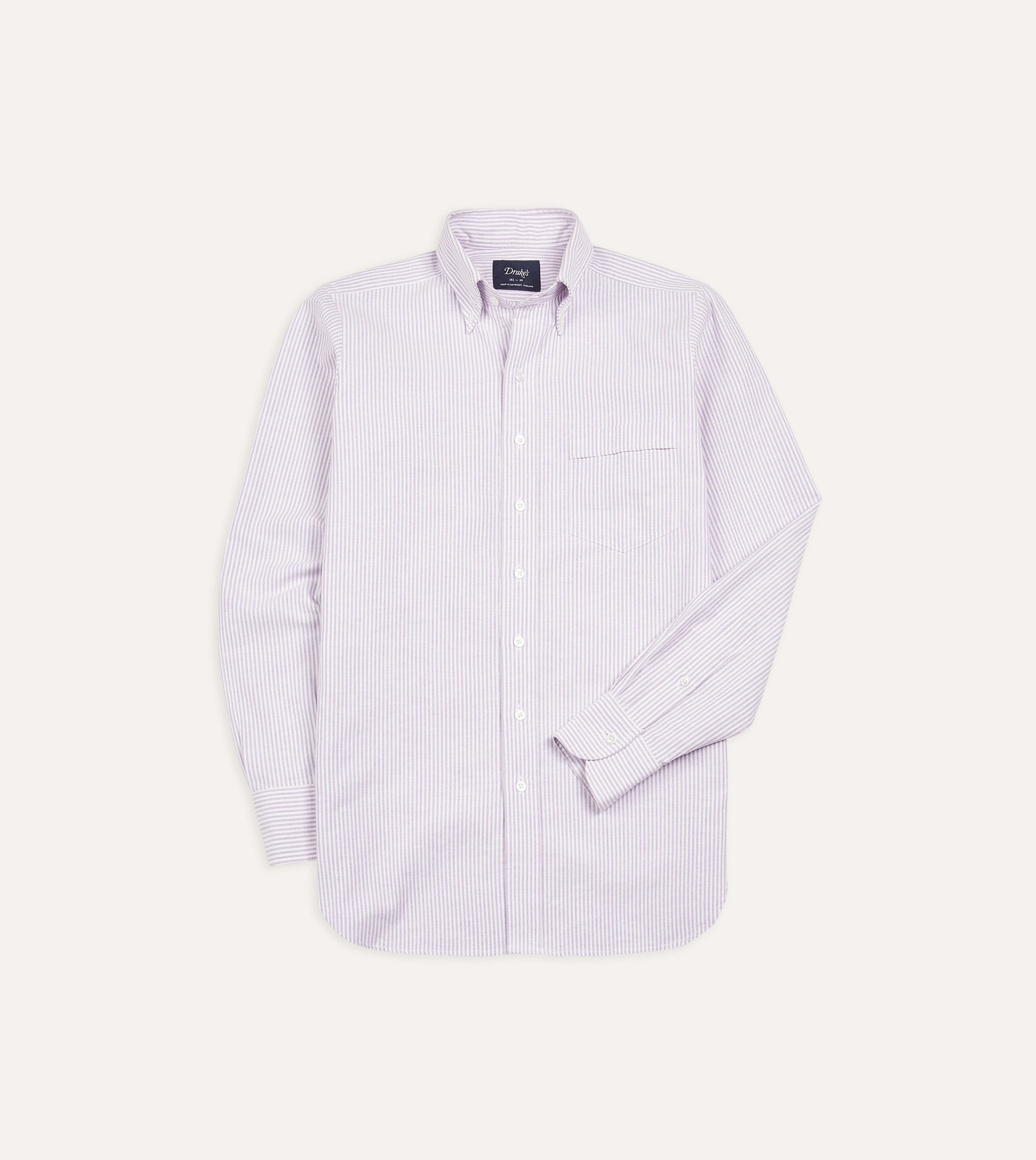 All-Day Wear Lilac Ticking Stripe Cotton Oxford Cloth Button-Down Shirt