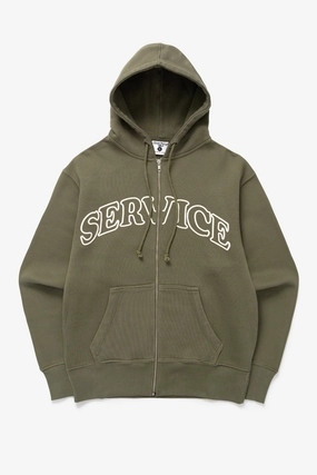 Fashion Forward Flexible Style Service Works - Arch Logo Zip Hoodie - Olive