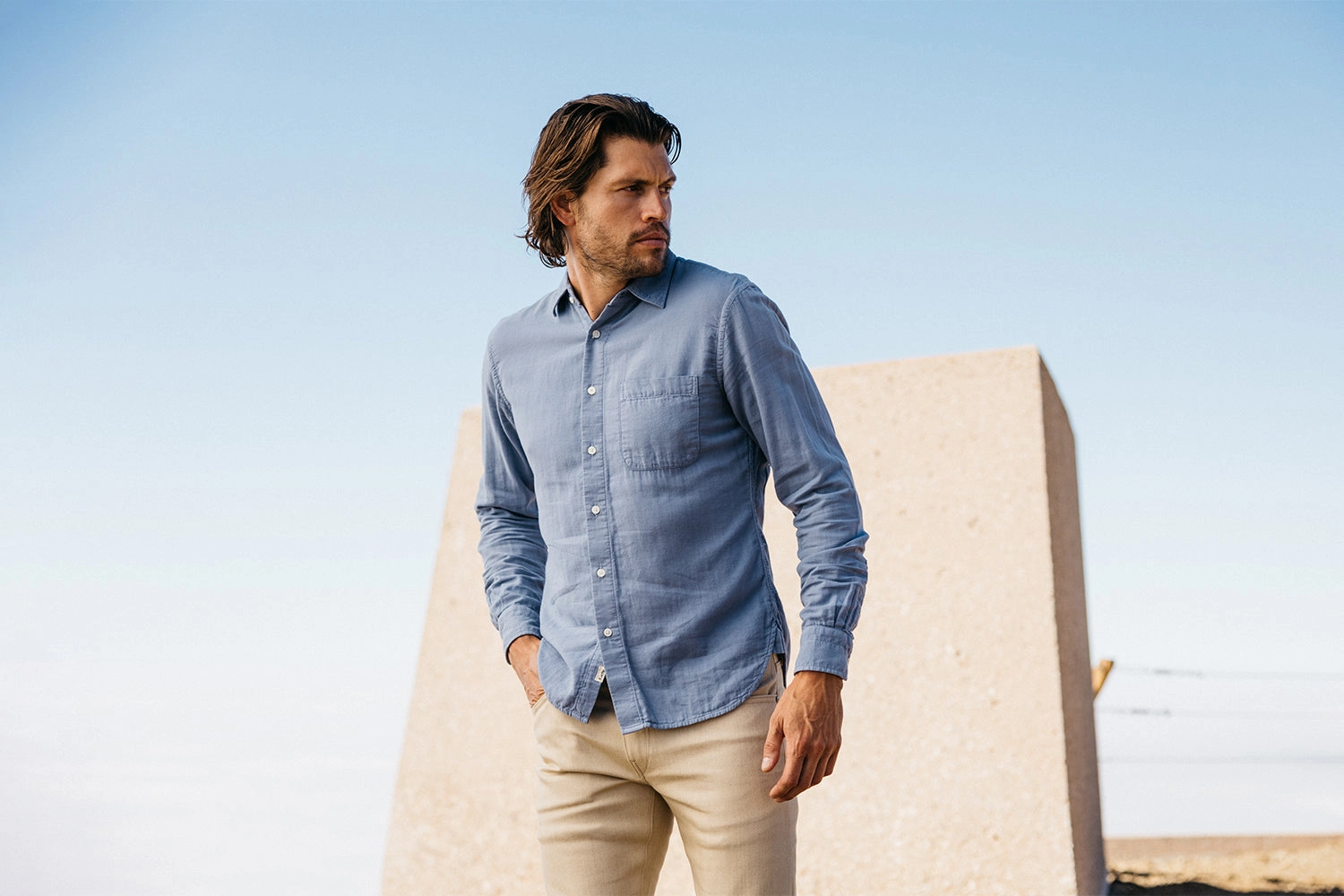 The Ripper Double Gauze Organic Cotton Shirt - Matte Blue Interview Ready