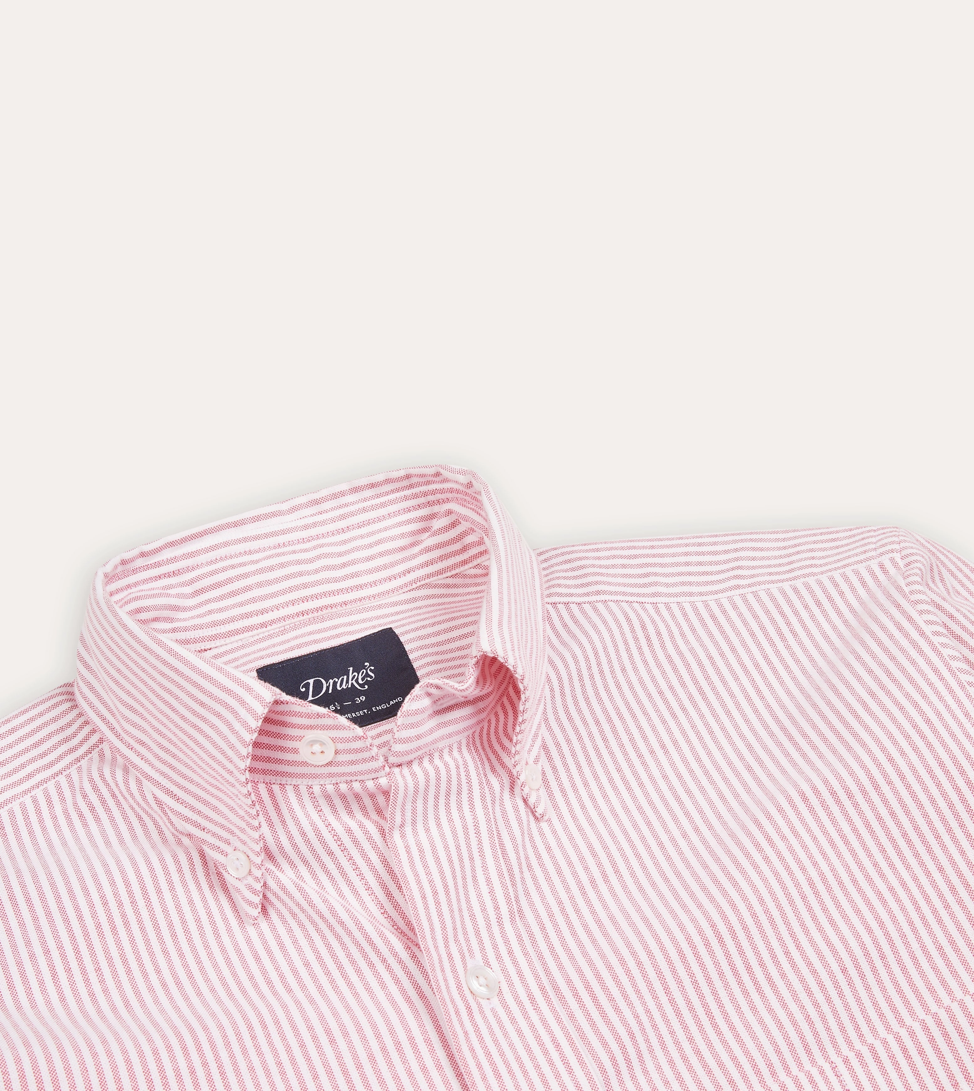 Pink Ticking Stripe Cotton Oxford Cloth Button-Down Shirt Flex Fit Collar