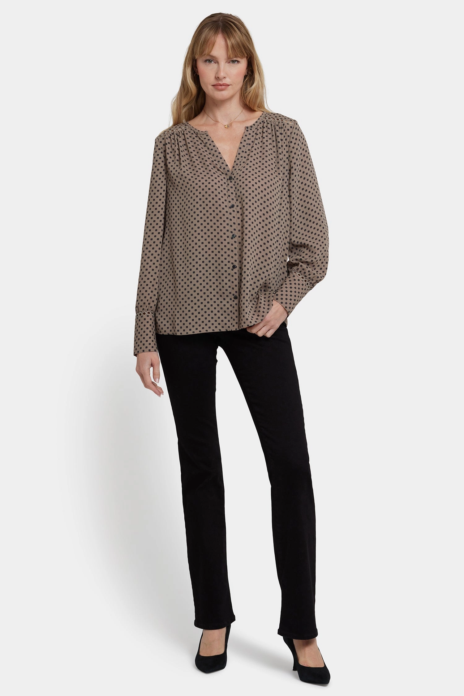 On-The-Go Style Trendy Vibes Liliana Peasant Blouse - Capucine Dots