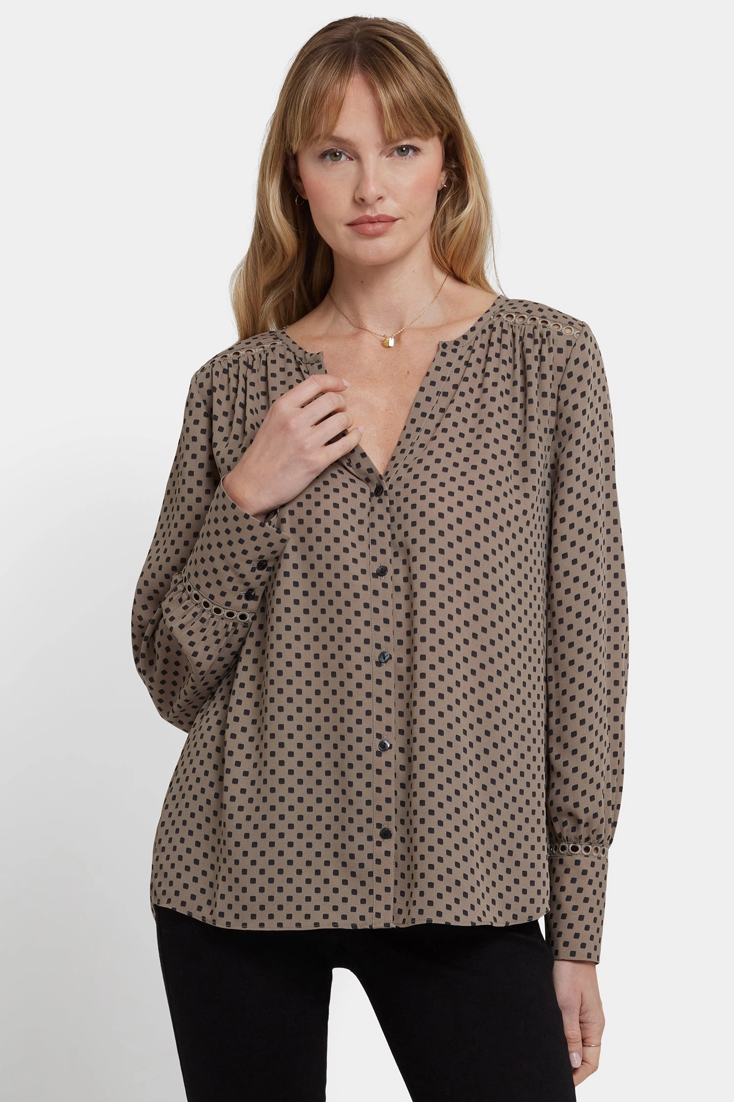Liliana Peasant Blouse - Capucine Dots Customizable Option