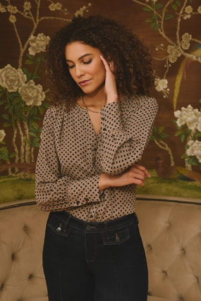 Cruise Collection Liliana Peasant Blouse - Capucine Dots