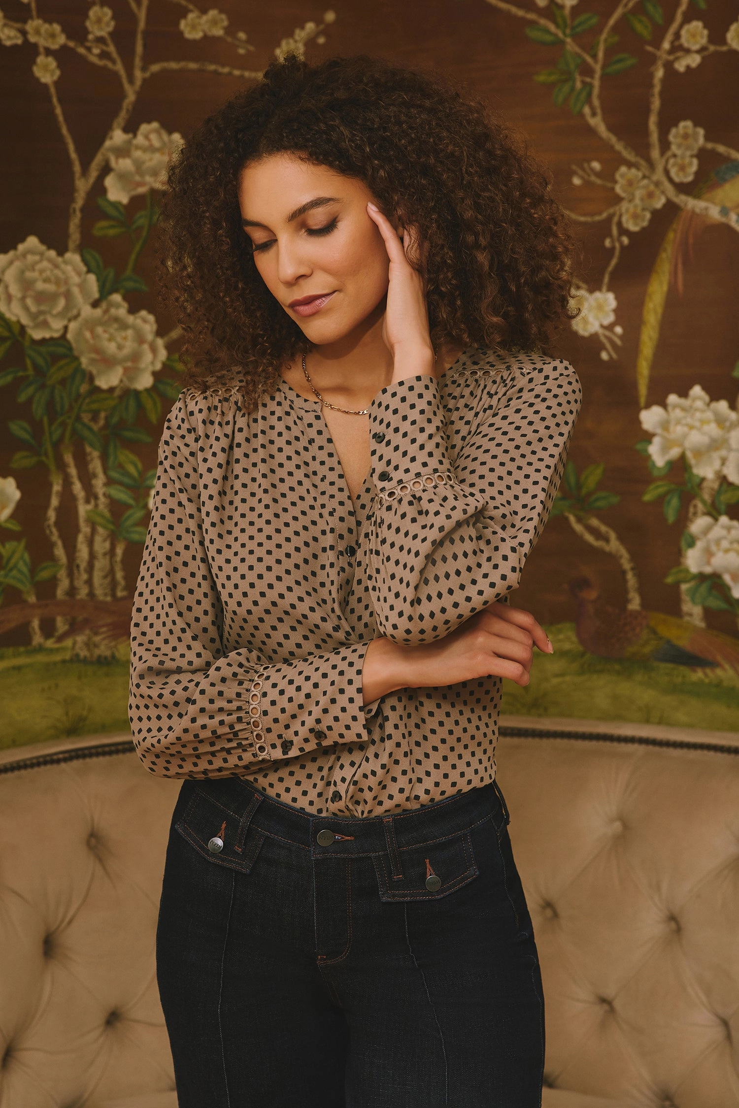 Cruise Collection Liliana Peasant Blouse - Capucine Dots