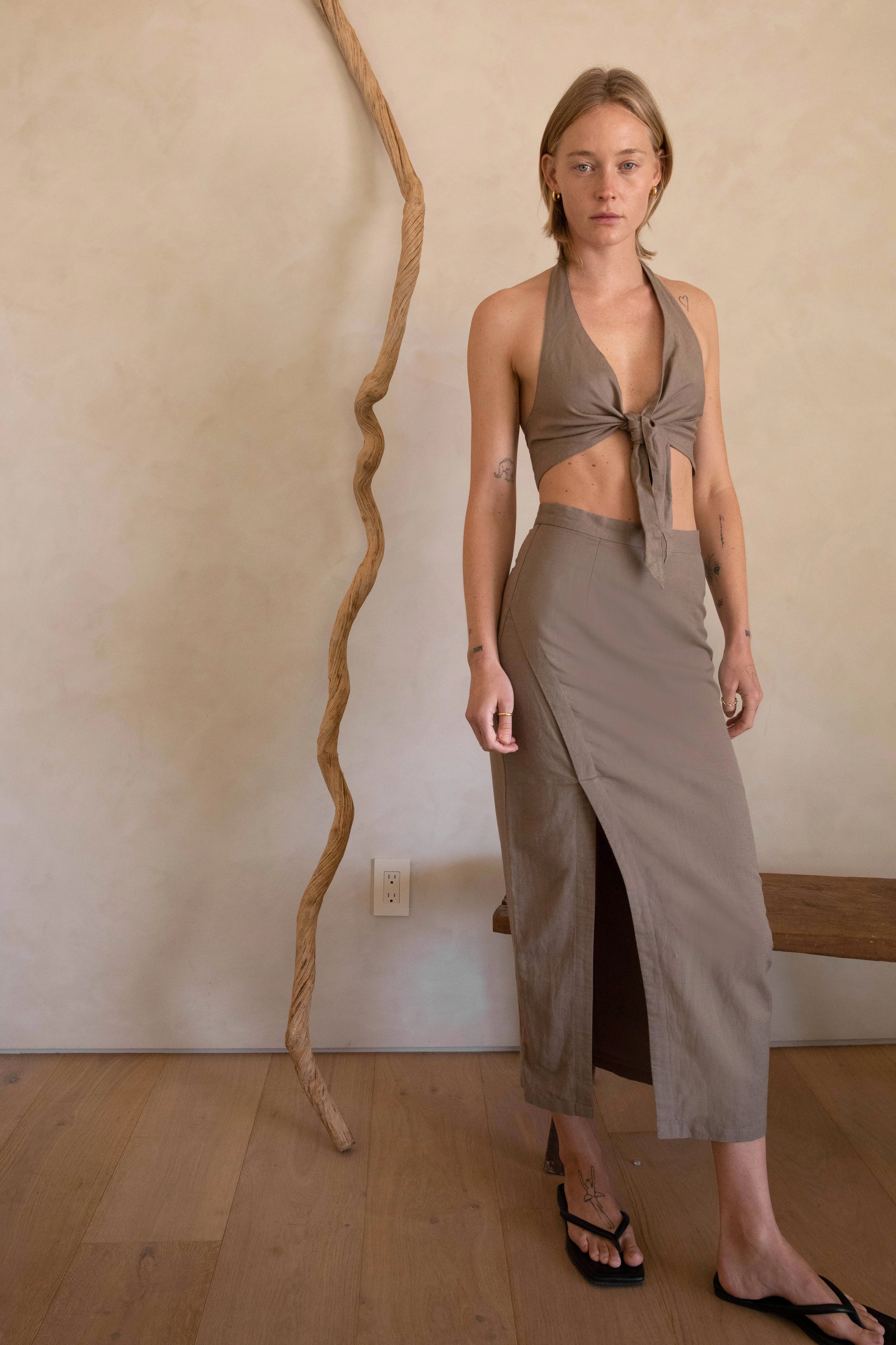 LINEN BLEND WRAP SKIRT Everyday Vibe